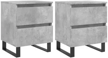 vidaXL Nachttisch (2er-Set) Betongrau 40x35x50cm Holzwerkstoff (826901)