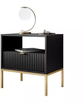 Lookway Cortado Gold S54 Nachttisch Holzwerkstoff Schwarz, 54x56x39cm (800001026674)
