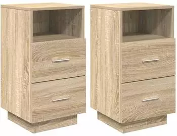 vidaXL Nachttische 2er-Set 2 Schubladen Sonoma-Eiche 36x36x68cm (858583)