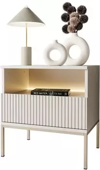 Lookway Eclipse S54 Nachttisch mit LED-Beleuchtung, Kaschmir, Holzwerkstoff, 54x56x39cm
