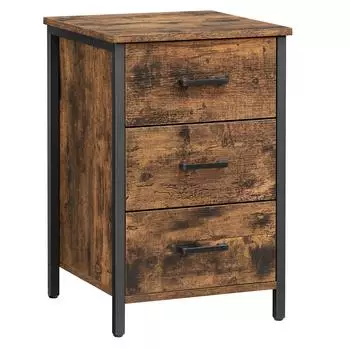 Vasagle Nachttisch 3 Schubladen, Metallrahmen, 40x40x60cm, Vintagebraun-Schwarz (LET509B01)