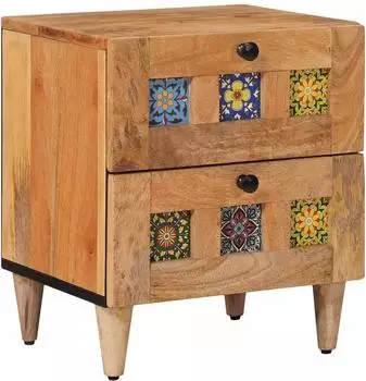 vidaXL Nachttisch Massivholz Mango, natur, 40x33,5x46cm