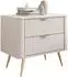 Mirjan24 Lante Nachttisch mit 2 Schubladen, Metallfüße, beige