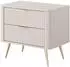 Mirjan24 Lante Nachttisch mit 2 Schubladen, Metallfüße, beige