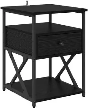 vidaXL Nachttisch Holzwerkstoff schwarz Eichen-Optik 40x42x55cm (881885)