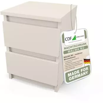 CdF Malwa M2 Nachttisch mit 2 Schubladen, kaschmir (M-MP-SN-MAL-M2-KASZ)