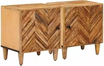 vidaXL Nachttisch 2er-Set Massivholz Mango Braun 40x33,5x46cm (4018913)