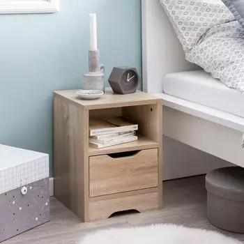 Finebuy Nako Nachtkonsole Holz mit Schublade, Sonoma (SuVa13510_1)