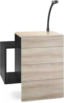 Vladon Queens Nachttisch h&auml;ngend, 2 Schubladen, schwarz matt/Eiche s&auml;gerau (60x63x36cm)