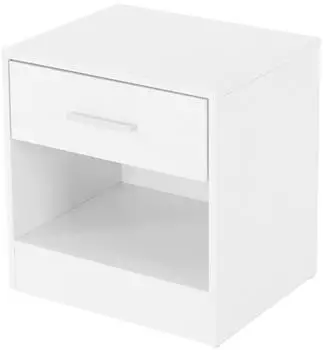 ML-Design Nachttisch mit Schublade und offenem Fach, wei&szlig;, Holzwerkstoff (390002535)