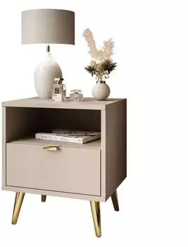 Lookway Aldo Nachttisch mit LED-Beleuchtung, Kaschmir Matt, 38x46x33cm (800001175918)