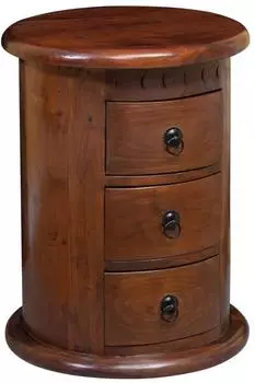 Massivmoebel24 Oxford Nachttisch Rund Akazienholz Nougat Lackiert 42x42x55cm (09-330-620-0137)