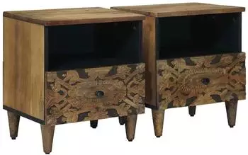vidaXL Nachttisch 2er-Set Mangoholz Braun 40x33x46cm (4018339)