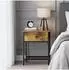 Relaxdays Nachttisch 2er Set, Schublade & Ablage, Industrial, Holzoptik, Metall, 55x40x30cm, dunkelbraun/schwarz (10051093)