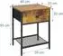 Relaxdays Nachttisch 2er Set, Schublade & Ablage, Industrial, Holzoptik, Metall, 55x40x30cm, dunkelbraun/schwarz (10051093)