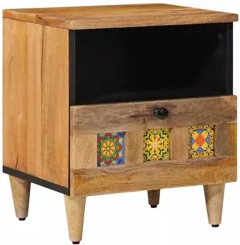 vidaXL Nachttisch Massivholz Mango, natur, 40x33x46cm