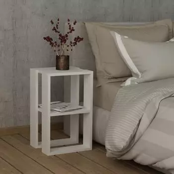 Hanah Home Alejandra Nachttisch wei&szlig;, Melaminbeschichtete Partikelplatte (776HMS3410)