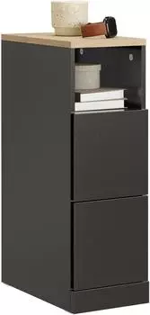 SoBuy Nachttisch schmal 20cm, 2 Schubladen, Schwarz (FBT149-SCH)