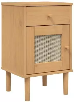 vidaXL SENJA Nachttisch Rattan-Look Braun, Massivholz Kiefer 40x35x65cm