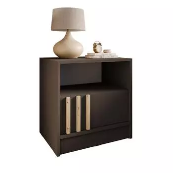 Lookway NELA Nachttisch mit Lamellen Graphit / Eiche Artisan, 51x52x38cm (800001532269)