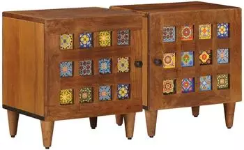 vidaXL Nachttisch 2er-Set Massivholz Mango Braun 40x33x46cm (4018221)