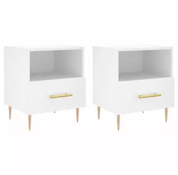 vidaXL Nachttisch 2er-Set Holzwerkstoff Wei&szlig; 40x35x47,5cm (827405)