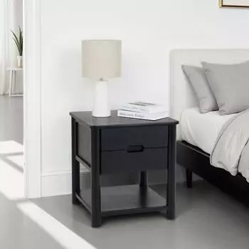 Idimex FADRI Nachttisch Mangoholz massiv 2 Schubladen, Schwarz (95947)