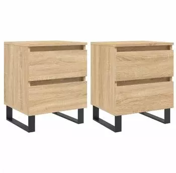 vidaXL Nachttisch 2er-Set Sonoma-Eiche 40x35x50cm Holzwerkstoff (826899)