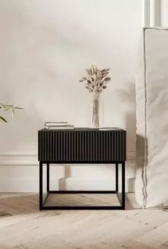 Selsey Veldio Nachttisch mit Schublade, Schwarz, Metallgestell, 50cm