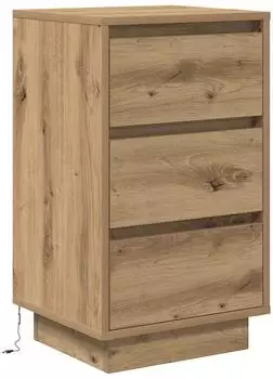 vidaXL Nachttisch mit LED-Leuchten Artisan-Eiche 38x34x65cm (861309)