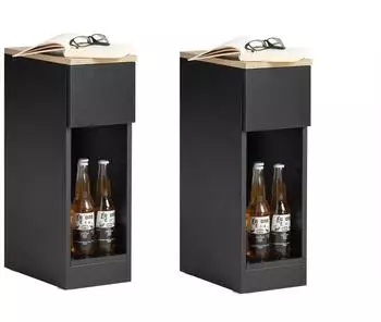 SoBuy Nachttisch schmal mit Schublade und Ablage, schwarz, 2er-Set (FBT111-SCHx2)