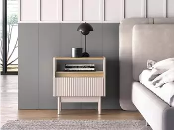 Selsey Dunea Nachttisch mit Schublade, kaschmirgrau/Eichenholzoptik, 50cm