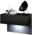 Vladon Sleep Nachttisch mit Schublade, wandmontiert, schwarz matt, LED-Beleuchtung (60x46x35cm)