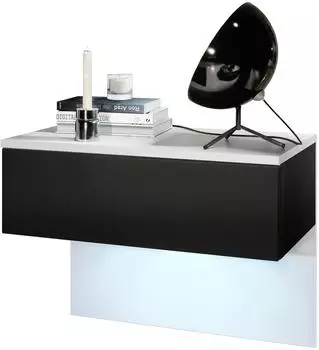 Vladon Sleep Nachtschrank mit Schublade, wandmontiert, inkl. LED-Beleuchtung (60x46x35cm)