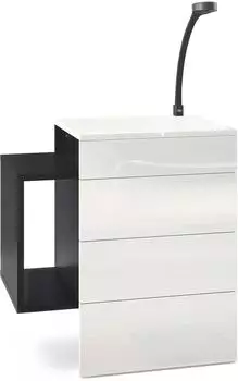 Vladon Queens Nachttisch h&auml;ngend, 2 Schubladen, schwarz matt/wei&szlig; hochglanz (60x63x36cm)