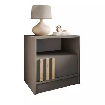 Lookway NELA Nachttisch mit Lamellen und Schublade, Grau/Artisan Eiche (800001532266)