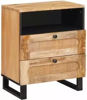 vidaXL Nachttisch Natur 50x33x62cm Massivholz Mango (4018054)