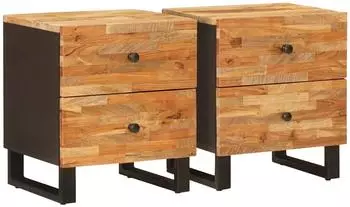 vidaXL Nachttisch 2er-Set, Massivholz Mango, braun, 40x33x46cm (4018295)