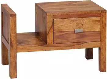 Finebuy Nachtkonsole Sheesham Massivholz mit Schublade & Ablage (FB37335)