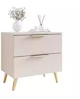 Lookway Nachttisch LINA Kaschmir 2S mit LED, auf F&uuml;&szlig;en, 55x55x37 cm, Moderne