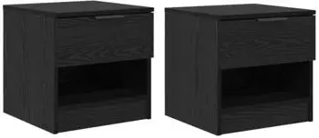 vidaXL Bettschrank 2-tlg. Schwarze Eiche Holzwerkstoff 40x39x40cm (880518)