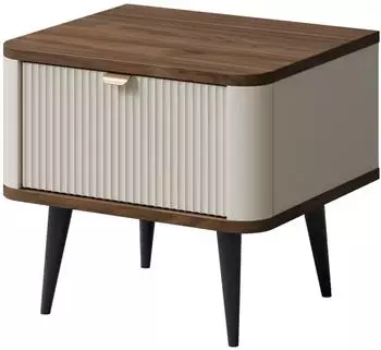 Mirjan24 Marly REG17 Nachttisch 1 Schublade, Kaschmir/Nussbaum, Metallfüße (REG17)