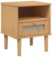 vidaXL Nachttisch SENJA Rattan-Look Braun 40x35x48cm Massivholz Kiefer