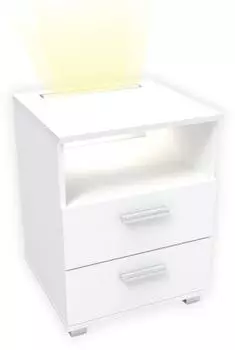 Kalb Mila Nachtkonsole mit integriertem LED-Licht, dimmbar, Wei&szlig; (KA310001)