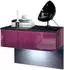 Vladon Sleep Nachttisch mit Schublade, wandmontiert, Brombeer Hochglanz, LED (60x46x35cm)