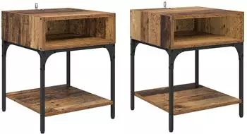 vidaXL Nachttisch 2er-Set Altholz-Optik 40x40x50cm Holzwerkstoff