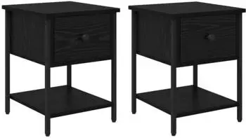 vidaXL Nachttisch 2er-Set Schwarz Eichen-Optik Holzwerkstoff 34x35,5x45cm