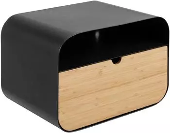 Furniture To Go Joliet Wandmontierter Nachttisch, 1 Schublade, schwarz und Bambus