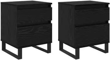 vidaXL Nachttisch 2er-Set Schwarz Eichen-Optik 40x35x50cm