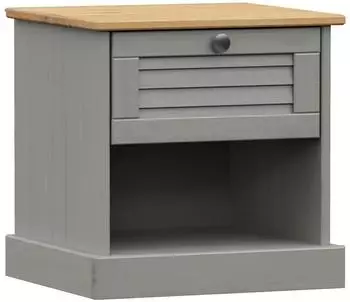vidaXL Vigo Nachttisch Grau 42x35x42cm Massivholz Kiefer (Vigo)